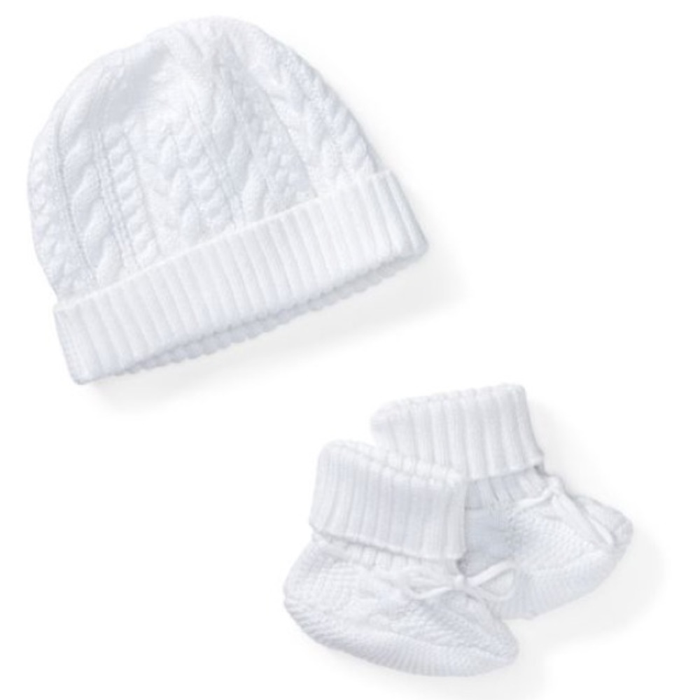 Ralph Lauren Cotton Hat & Booties Set